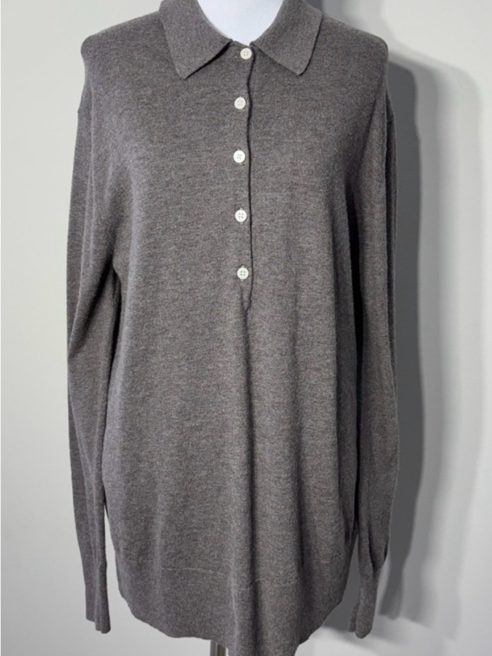 Everlane Oversized Polo Sweater - Grey Womens M